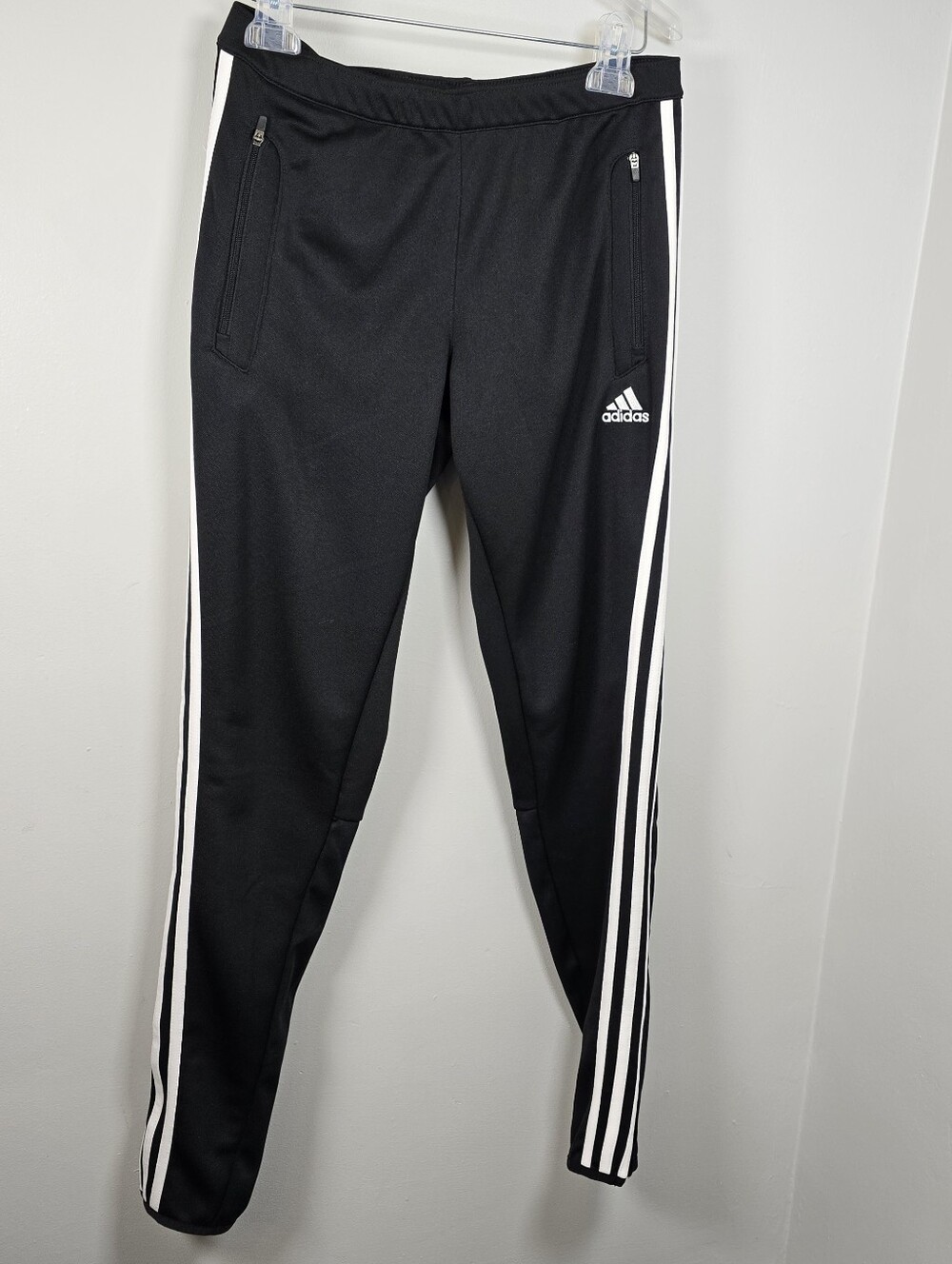 Adidas Womens Black Track Pants with White Stripes